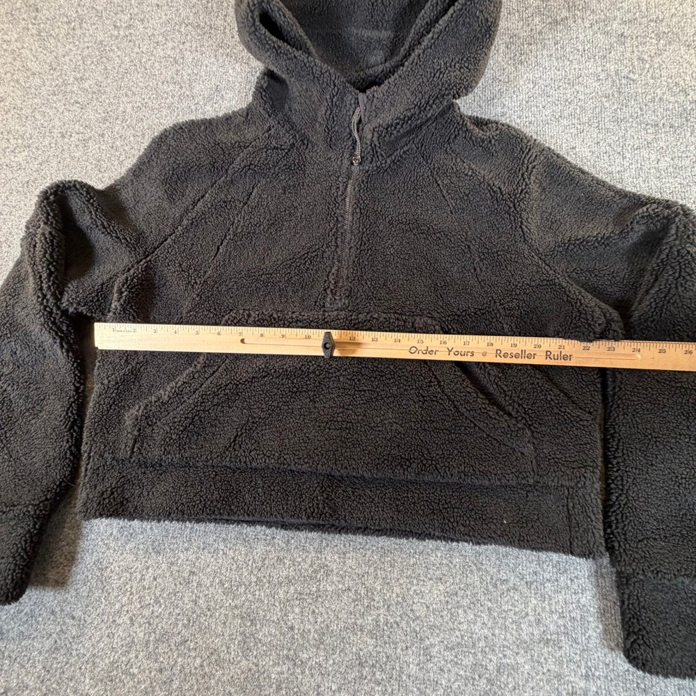 Lululemon Scuba Oversized Half-Zip Hoodie Black Fleece Cropped Womens LW3EQNS - Picture 9 of 12